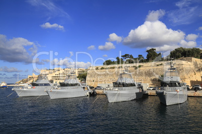 Military Ship in the Grand Harbour of Valletta