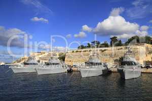 Military Ship in the Grand Harbour of Valletta