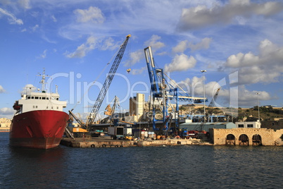 Industrial Ship in the Grand Harbour of Valletta