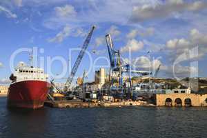 Industrial Ship in the Grand Harbour of Valletta