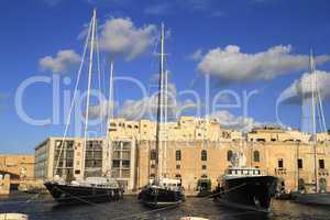 Ship in the Grand Harbour of Valletta in Malta