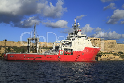 Industrial Ship in the Grand Harbour of Valletta