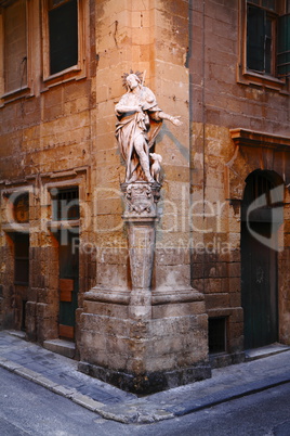 Statue of S.Luigi in Valletta city in Malta