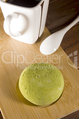 Traditional Japanese mochi with flavor of green tea