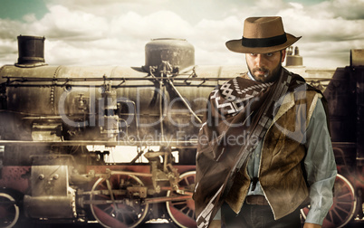 Gunfighter at the train station.