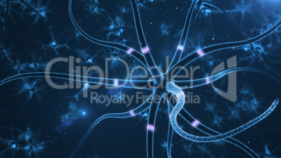 Neurons abstract blue background