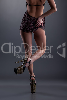 Image of woman dressed in leopard print negligee