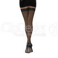 Female Legs in Black Lace Stockings