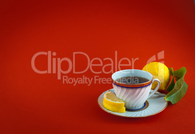 Tea cup on colored background