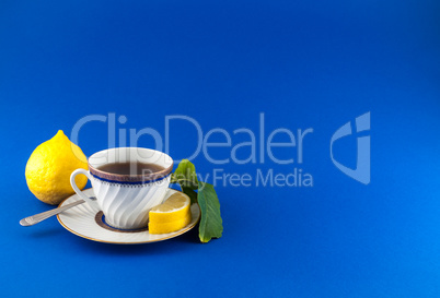 Tea cup on colored background