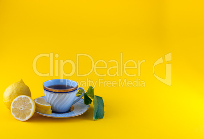 Tea cup on colored background