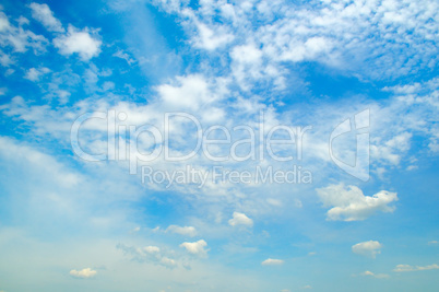 blue sky and white cumulus clouds