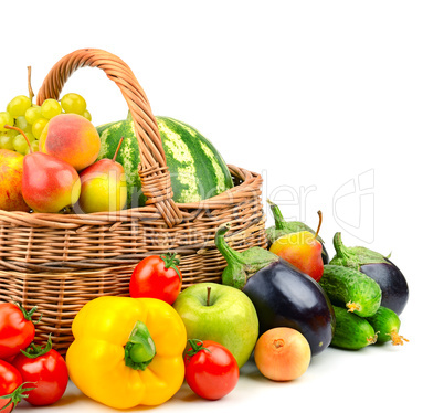 collection fruit and vegetable in basket