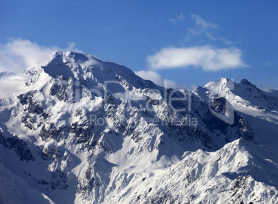 Snowy mountains at nice sunny day