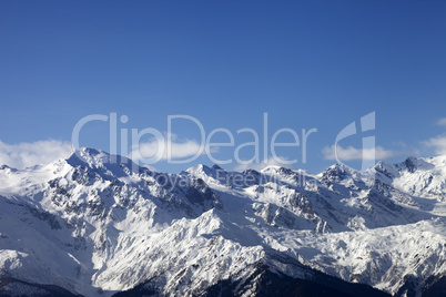 Winter mountains at nice sunny day. Caucasus Mountains.