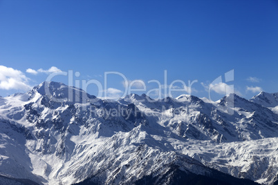 View on snowy mountains in nice sunny day