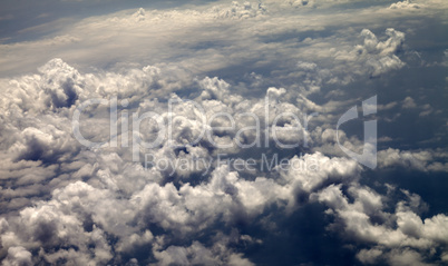 Top view on evening clouds