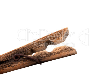 Wooden old clothespin
