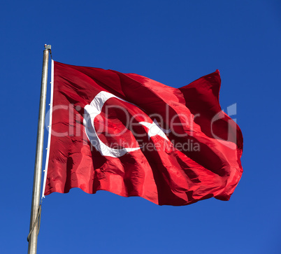 Turkish flag and blue clear sky