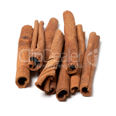 Cinnamon sticks on white