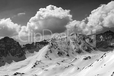 Black and white snowy mountains