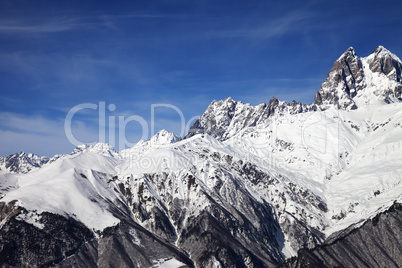 View on mountains in sun wind day