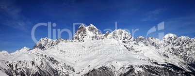 Panoramic view on Mount Ushba at sunny day