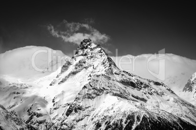 Black and white winter mountains