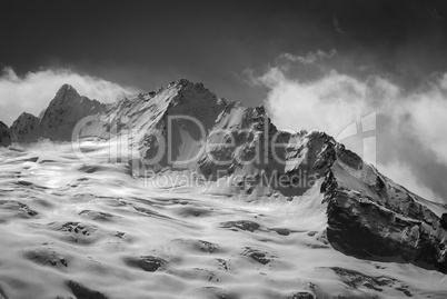 Black and white glacier in winter