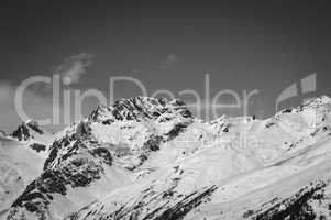 Black and white winter mountains