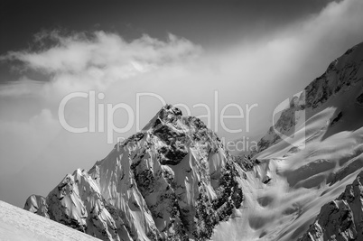 Black and white snowy mountains