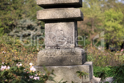 stone column in japan garden