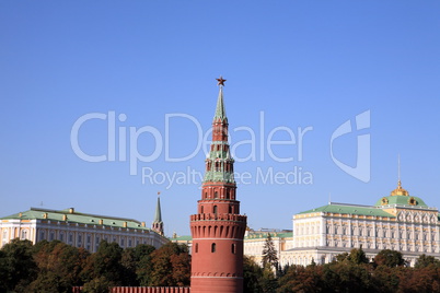 Kremlin tower on sky background