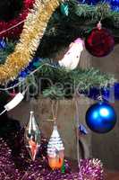 toys on green christmas fir