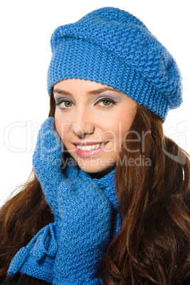 Young happy woman wearing winter cloth