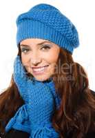 Young happy woman wearing winter cloth