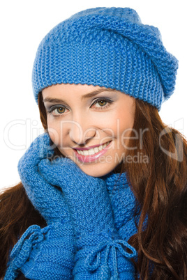 Young happy woman wearing winter cloth