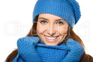 Young happy woman wearing winter cloth