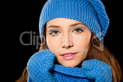 Young happy woman wearing winter cloth