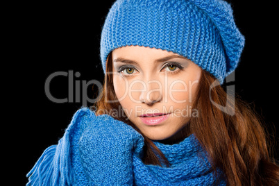 Young happy woman wearing winter cloth