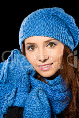 Young happy woman wearing winter cloth