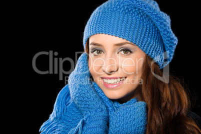 Young happy woman wearing winter cloth