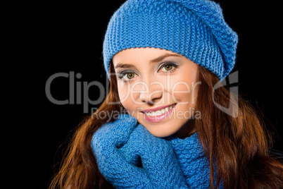 Young happy woman wearing winter cloth