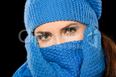 Young happy woman wearing winter cloth