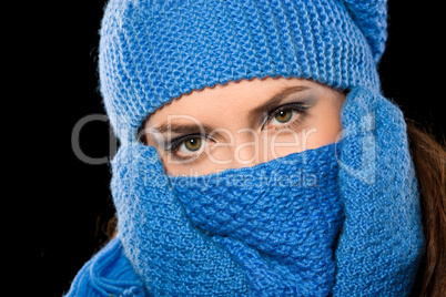 Young happy woman wearing winter cloth