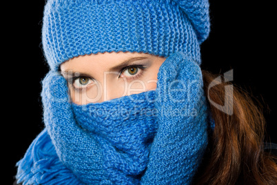 Young happy woman wearing winter cloth