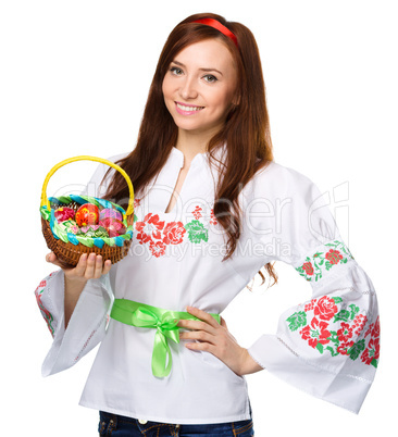 Young woman in ukrainian national cloth