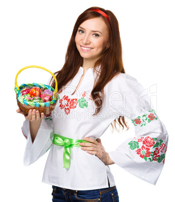 Young woman in ukrainian national cloth