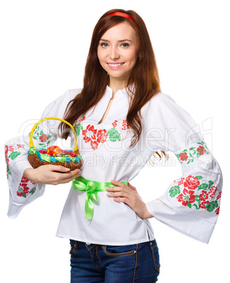 Young woman in ukrainian national cloth