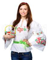 Young woman in ukrainian national cloth